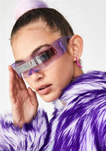 Load image into Gallery viewer, Fashion Siamese Futuristic Wrap Around Monob Costume Sunglasses Luxury Brand Designer Mask Novelty Glasses Purple Blue Goggle
