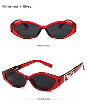 Load image into Gallery viewer, Retro Small Frame Polygon Cat Eyes Women Sunglasses Brand Designer Fashion Cheetah Decoration Ladies Sun Glasses UV400
