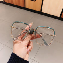 Load image into Gallery viewer, Green Clear Print Square Anti-blue Light Eyeglasses For Women Alloy Leopard Oversize Computer Myopia Glasses Frame Female Shades