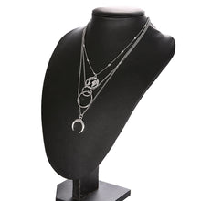 Load image into Gallery viewer, New Fashion Retro Moon World Map Circle Pendant Multilayer Gold Colodr Necklace Party Charm Jewelry Accessories For Women