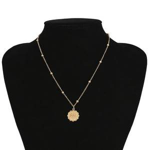 Constellation Carve Coin Pendant Necklace Simple Copper Leo Beads Clavicle Chain Necklace Sexy Couple Jewelry