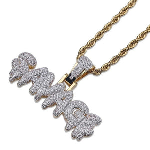 Bling Bling Savage Letter Necklace & Pendant Shiny Ice Out Link Chain Necklace With Tennis Chain Choker Hip Hop Jewelry For Men