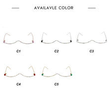 Load image into Gallery viewer, Luxury Fashion Diamond eyeglasses Alloy Frame for Women green and Red Pink Gem Lensless Chain Pendant Half Frame glasses