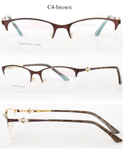 Optical Glasses Spectacle Frame Women Metal Half Frame Reading Glasses Customzied Lense Myopia Eyeglasses Prescription Glasses