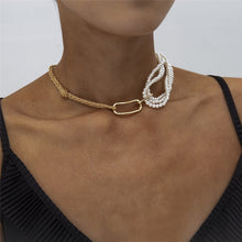 Carica l&#39;immagine nel visualizzatore di Gallery, Punk Unique Imitation Pearl Chain Necklace for Women Wedding Steampunk 2020 Gothic Twisted Chunky Thick Choker Necklace Jewelry
