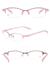 Load image into Gallery viewer, Women Fashion Glasses Metal Half Rim Oval Eyeglass Frame For Prescription Lenses Myopia Reading Multifocal
