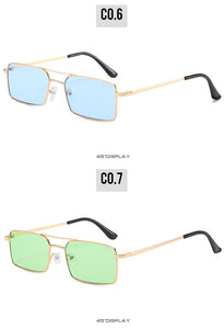 Square Women Sunglasses Alloy Metal Small Frame Clear Double Men's Sun Glasses Women Vintage Chic Female Shades Red Yellow