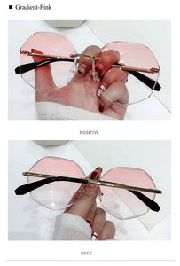 2022 Rimless Sunglasses Women Brand Designer Sun Glasses Gradient Shades Cutting Lens Ladies Frameless Metal Eyeglasses UV400