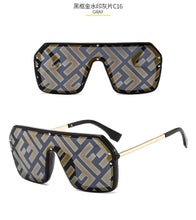 Load image into Gallery viewer, 2022 futuristic big rectangle FF logo sunglasses women uv400 high quality oversized shades for women retro mirro oculos de sol