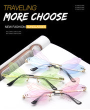 Carica l'immagine nel visualizzatore di Gallery, 2022 New Fashion Dragonfly Occhiali da sole Donna Uomo Brand Design Senza montatura Wave Eyewear Occhiali da sole stretti di tendenza di lusso