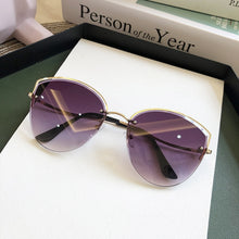 Load image into Gallery viewer, High Quality women's Oval Cat Eye Sunglasses Lady Metal Rimless shades Luxury Sunglasses Female Driving Glasses zonnebril dames