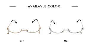 eyeglasses Alloy Frame for Women Star Drop Lensless Chain Pendant Decoration Half Frame Luxury Diamond Glasses