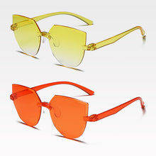 Carica l&#39;immagine nel visualizzatore di Gallery, Frameless One-piece Jelly Transparent Sunglasses European and American Candy-colored Cat Eye Integrated Ocean Sunglasses