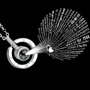 100 Languages Love Necklace Heart Pendant Wedding Romantic I Love You Projection Necklace for Women Girl Friend Ladies Gifts