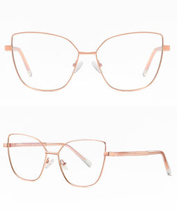 Peekaboo anti blue light cat eye glasses frame women vintage metal gold pink female prescription glasses for computer clear lens