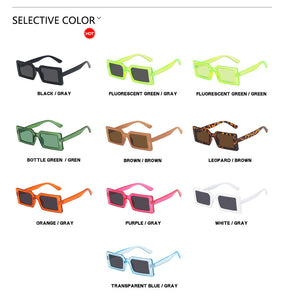Trendy Rectangle Sunglasses Women Green Fluorescent Street Shot Eyewear Black Thick Frame Fashion Female Cool Sun Glasses