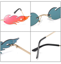Load image into Gallery viewer, Rimless Wave Sun Glasses Men Eyewear Luxury Trending Narrow vintage Eyeglasses Cool Street Beat Fire Flame Sunglasses Women