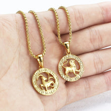 Carica l&#39;immagine nel visualizzatore di Gallery, Men&#39;s Women&#39;s 12 Horoscope Zodiac Sign Gold Pendant Necklace Aries Leo Wholesale Dropshipping 12 Constellations Jewelry GPM24