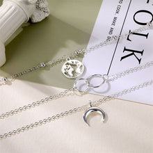 Carica l&#39;immagine nel visualizzatore di Gallery, Fashion Moon Circle Map Pendant Necklace for Women Jewelry Earth Choker Multilayer Bijoux Collares Mujer Collier Femme