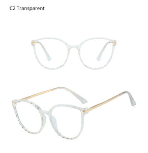 Ralferty TR90 Women's Transparent Glasses Retro Cat Eye Frames Anti Blue Light 0 Diopter Myopia Optic Frame Eyeglasses