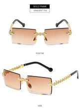 Carica l'immagine nel visualizzatore di Gallery, Occhiali da sole con diamanti senza montatura alla moda Design di marca da donna Occhiali da sole quadrati piccoli in metallo Tonalità di lusso Occhiali UV400 Gafas De Sol