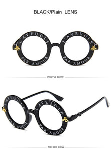 Retro Round Sunglasses Women Luxury Brand Designer Bee Frame Circle Sun Glasses Fashion Female Eyewear Oculos De Sol