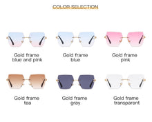 Carica l'immagine nel visualizzatore di Gallery, Occhiali da sole senza montatura di nuova moda Occhiali da sole di marca di lusso da donna Occhiali da sole quadrati in metallo UV400 Shades Eyewear Oculos Gafas de sol 
