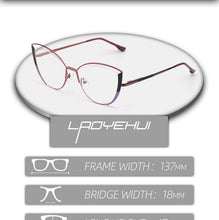 Carica l&#39;immagine nel visualizzatore di Gallery, Luxury brand design oval cat eye metal prescription eyeglasses frames fashion diopters decorative clear fake glasses women