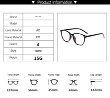 Load image into Gallery viewer, Plastic Vintage Eyeglasses Oval Myopia Blue Light Glasses Clear optical Computer Women Men Anti Blue Ray Glasses Frame