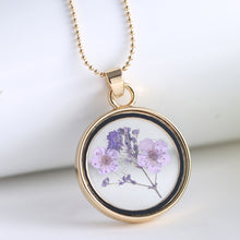 Load image into Gallery viewer, Popular Dried Flower Necklaces Korean Womens Long Gold Beads Chain Colorful Round Pendant  Jewelry For Girls
