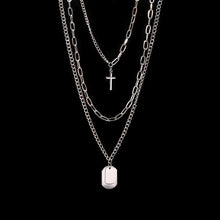 Load image into Gallery viewer, Multi-Layer Long Chain Necklace Punk Cross Pendant Necklace for Women Men Metal Chains Hip Hop Goth Jewelry Gifts