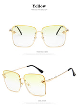 Load image into Gallery viewer, Square Bee Sunglasses Women Men Retro Brand designer Metal Frame Oversized Sun Glasses Female Grandient Shades Oculos