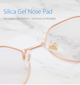 Gold Computer Glasses Frame Women Alloy Polygon Anti Blue Light Eyeglass Frames Fashion Myopia Prescription Eyewear 8005