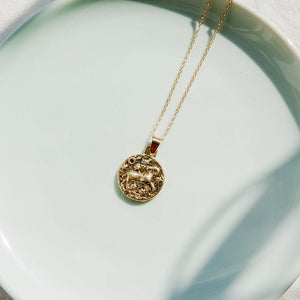 Gold Color 12 Constellation Coins Necklaces & Pendants Women Virgo Taurus Leo Short Chain Necklace Girls Gemini Celestial