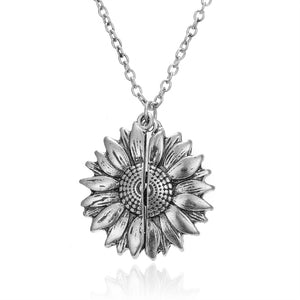 2020 Gold Silver Color Open Locket Necklace Engraved You Are My Sunshine Sunflower Pendant Necklace Unique Party Jewelry Gift