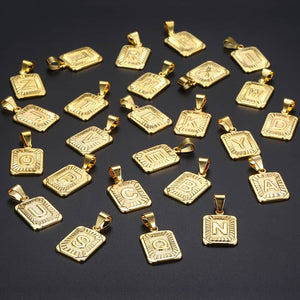 Initial letter Pendant a b c Charm Gold Necklace for Women Men Cuban Link Chain Dropshipping GPM05C