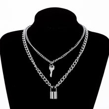 Load image into Gallery viewer, Multilayer Lock Chain Necklace Punk 2020 Padlock Key Pendant Necklace Women Girl Fashion Gothic Party Jewelry