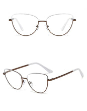 Load image into Gallery viewer, Peekaboo retro metal glasses frame cat eye female gold black clear lens triangle optical eyeglasses women&#39;s accessories