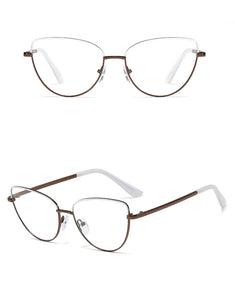 Peekaboo retro metal glasses frame cat eye female gold black clear lens triangle optical eyeglasses women's accessories