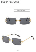 Carica l'immagine nel visualizzatore di Gallery, Retro Rimless Sunglasses Women Men Retro Brand Designer Sunglasses Sunglasses Women Men Rectangular Glasses UV400 Oculos De Sol