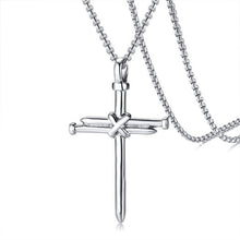 Load image into Gallery viewer, New Fashion Arrow Necklace for Men Black Metal Punk POP Cross Pendant Necklace Trendy Simple Chain Jewelry Gift collar hombre