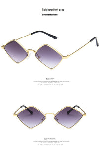 2022 Sunglasses Women Metal Rhombus Sun glasses Irregular Vintage Small Frame Goggle Uv400 Ladies Oculos Gafas De Sol