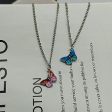Load image into Gallery viewer, Korean Blue Gradient Butterfly Necklace for Women Girls Silver Color Butterflies Pendant Choker Necklaces Jewelry Gift