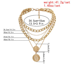 Punk Miami Cuban Choker Necklace Colar Hip Hop Big Thick Chunky Chain Fashion Queen Coin Pendant Necklace Women Jewelry