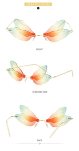 Dragonfly Sunglasses Women 2022 Fashion Brand Retro Steam punk Frameless Sun Glasses For Woman Girls Shades Oculos