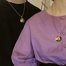 Load image into Gallery viewer, New Fashion Simple Classic Murakami Sun Flower Sunflower Colorful Petals Can Be Rotated Hip Hop Pendant Necklace