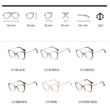 Load image into Gallery viewer, QPeClou Unique Vintage Cat Eye Glasses Women  Retro Metal Cateye Eyeglasses Frames Female Clear lens Optical Oculos Gafas