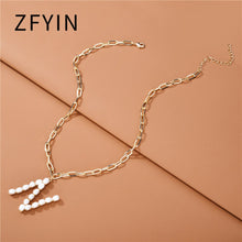 Carica l&#39;immagine nel visualizzatore di Gallery, ZFYIN 2020 New Trendy Jewelry Fresh Water Pearl Alphabet Letters Initials  Pendant Necklaces for Women