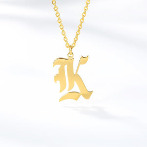 Old English Letter Initial Necklaces For Women Men Gold Silver Color Stainless Steel Chain Male Female Pendant Necklace Jewelry