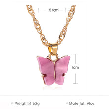 Load image into Gallery viewer, Sweet Acrylic Color Butterfly Necklace For Women Long Wild Clavicle Chain Pendant Refined Stylish Mujer Gift 2020 Trendy Gold